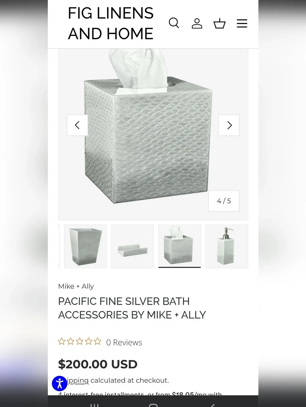 Mike And Ally Pacific Fine Textured Boutique Tissue Box Cover